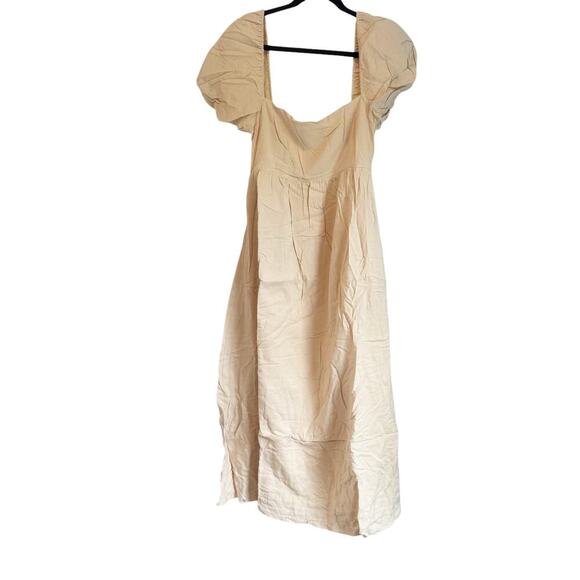 O.p.t Square-Neck Smocked Zeoli Midi Dress Puff Sleeves Cream Size XL NWT - Picture 8 of 14